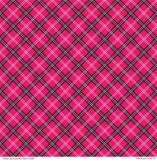 Pink Black Plaid 18 Vinyl Sheet/Wrap