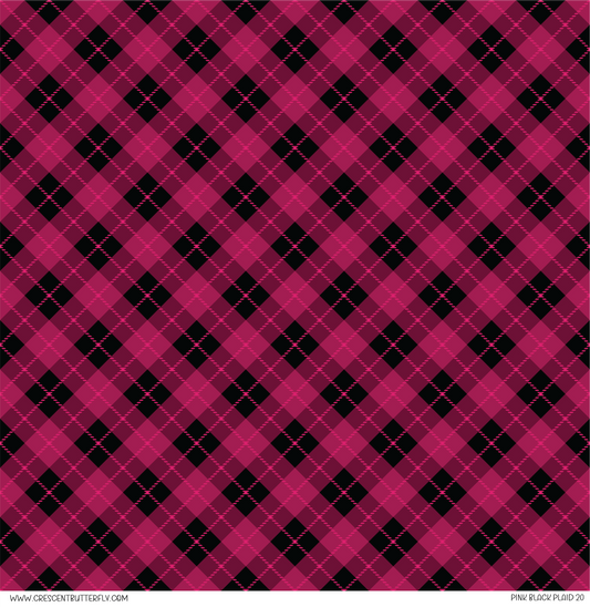 Pink Black Plaid 20 Vinyl Sheet/Wrap