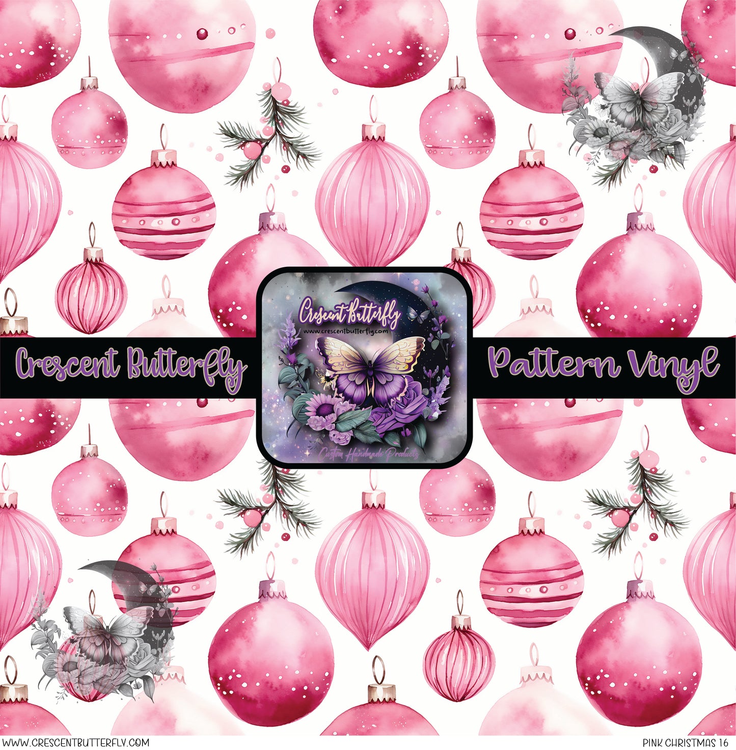 Pink Christmas 16 Printed Vinyl Sheet/Wrap