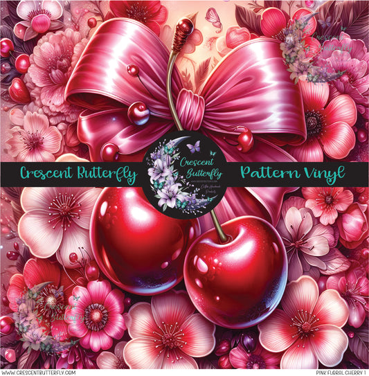 Pink Floral Cherry 1 Printed Vinyl Sheet/Wrap