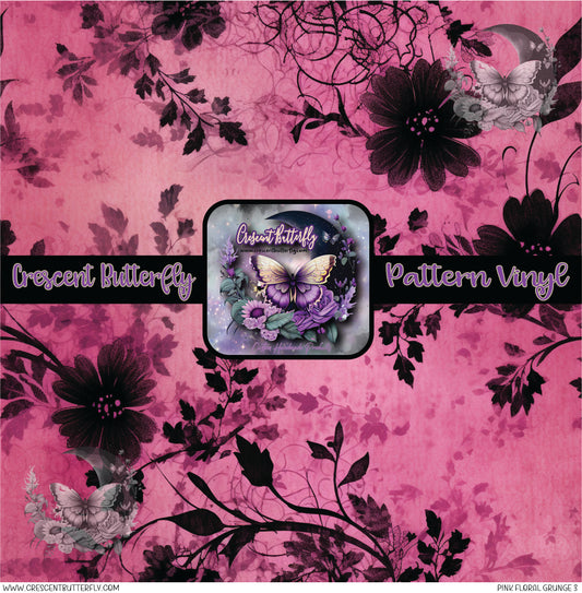 Pink Floral Grunge 3 Printed Vinyl Sheet/Wrap