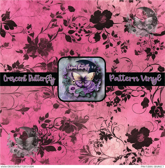 Pink Floral Grunge 5 Printed Vinyl Sheet/Wrap