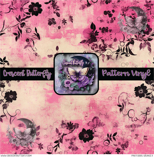 Pink Floral Grunge 8 Printed Vinyl Sheet/Wrap