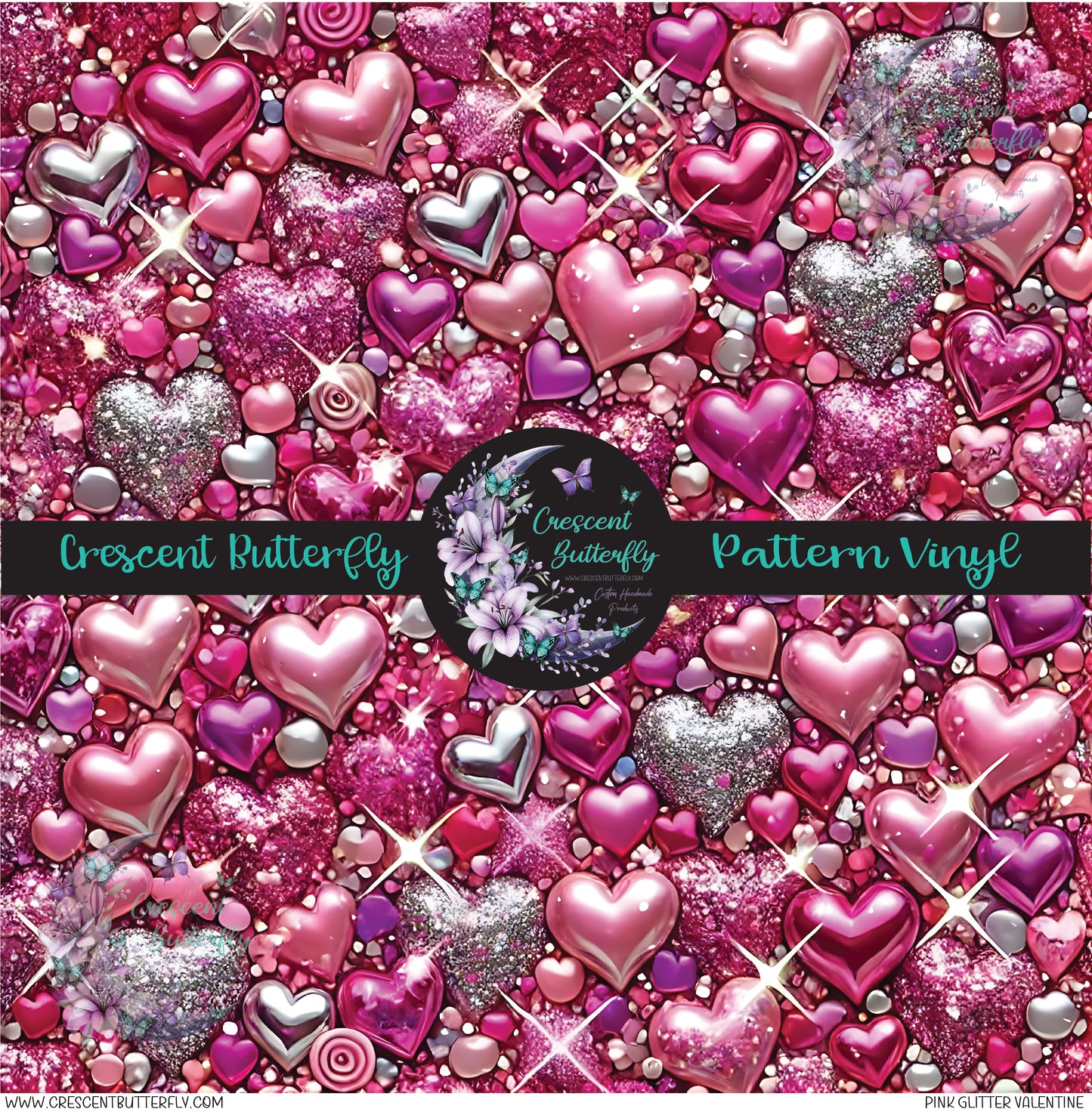 Pink Glitter Valentine Printed Vinyl Sheet/Wrap