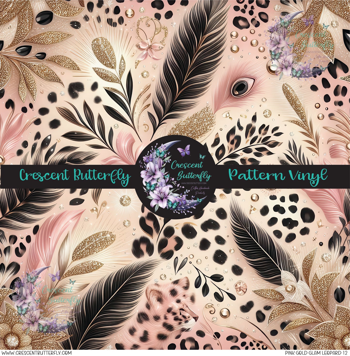 Pink Gold Glam Leopard 12 Printed Vinyl Sheet/Wrap