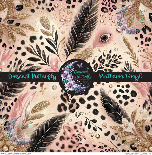 Pink Gold Glam Leopard 12 Printed Vinyl Sheet/Wrap