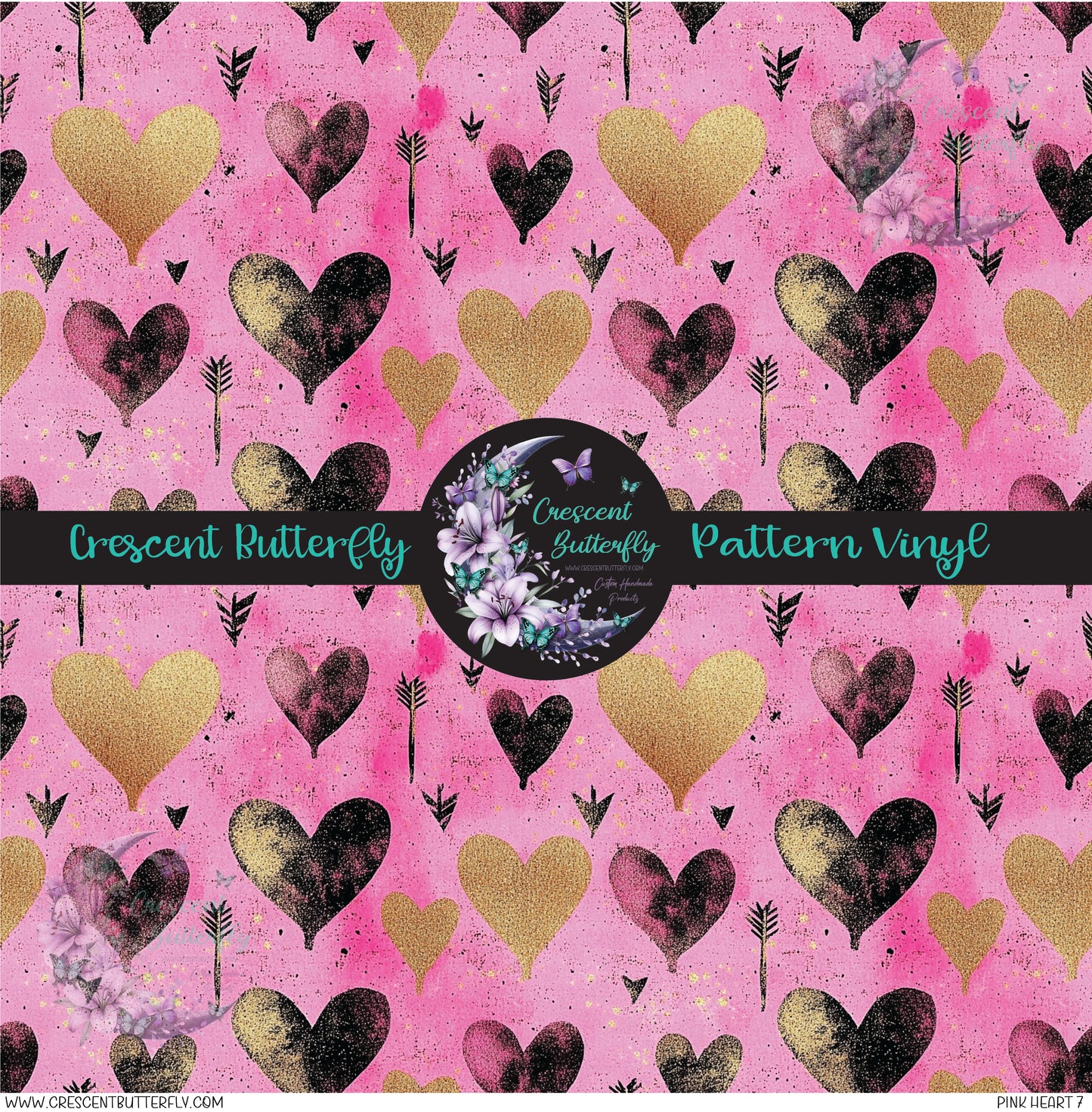 Pink Heart 7 Printed Vinyl Sheet/Wrap