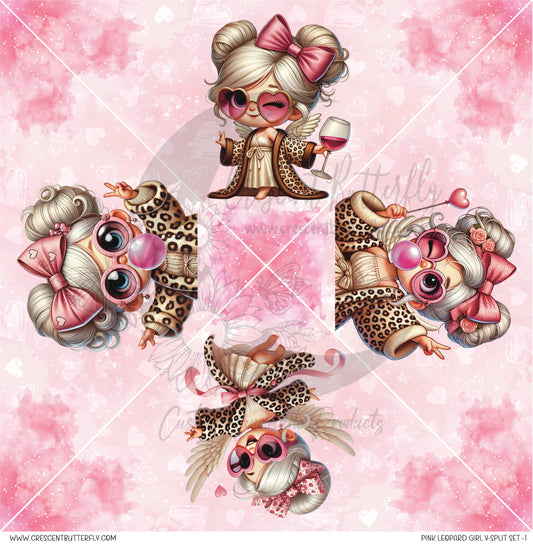 Pink Leopard Girl V-Split Set-1 Printed Vinyl Sheet/Wrap