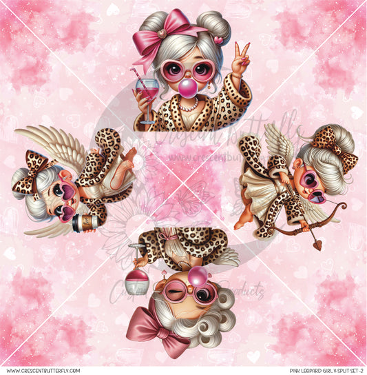 Pink Leopard Girl V-Split Set-2 Printed Vinyl Sheet/Wrap
