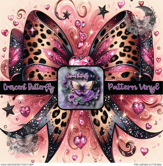 Pink Leopard Glitter Bow Printed Vinyl Sheet/Wrap