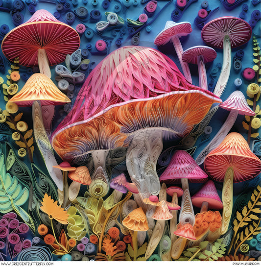 Pink Mushroom Printed Vinyl Sheet/Wrap