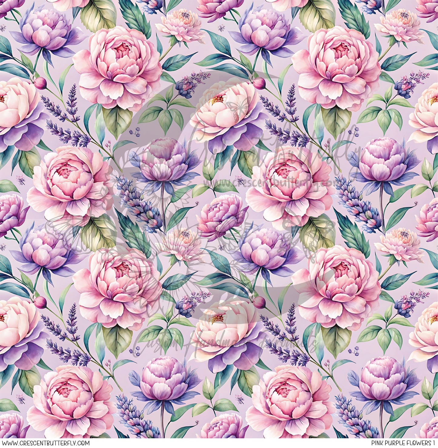 Pink Purple Flowers 1 Printed Vinyl Sheet/Wrap