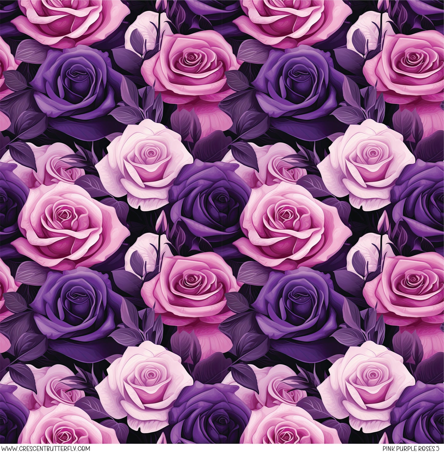 Pink Purple Roses 5 Printed Vinyl Sheet/Wrap