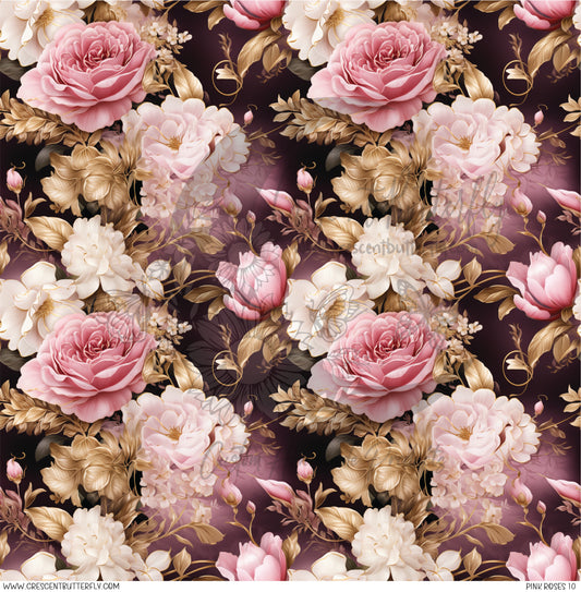 Pink Roses 10 Printed Vinyl Sheet/Wrap