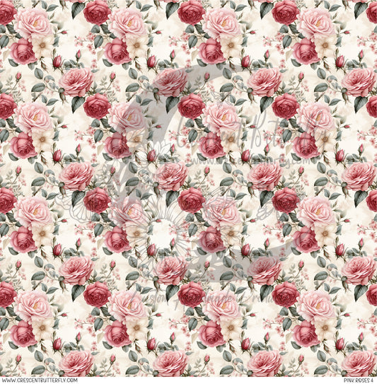 Pink Roses 4 Printed Vinyl Sheet/Wrap