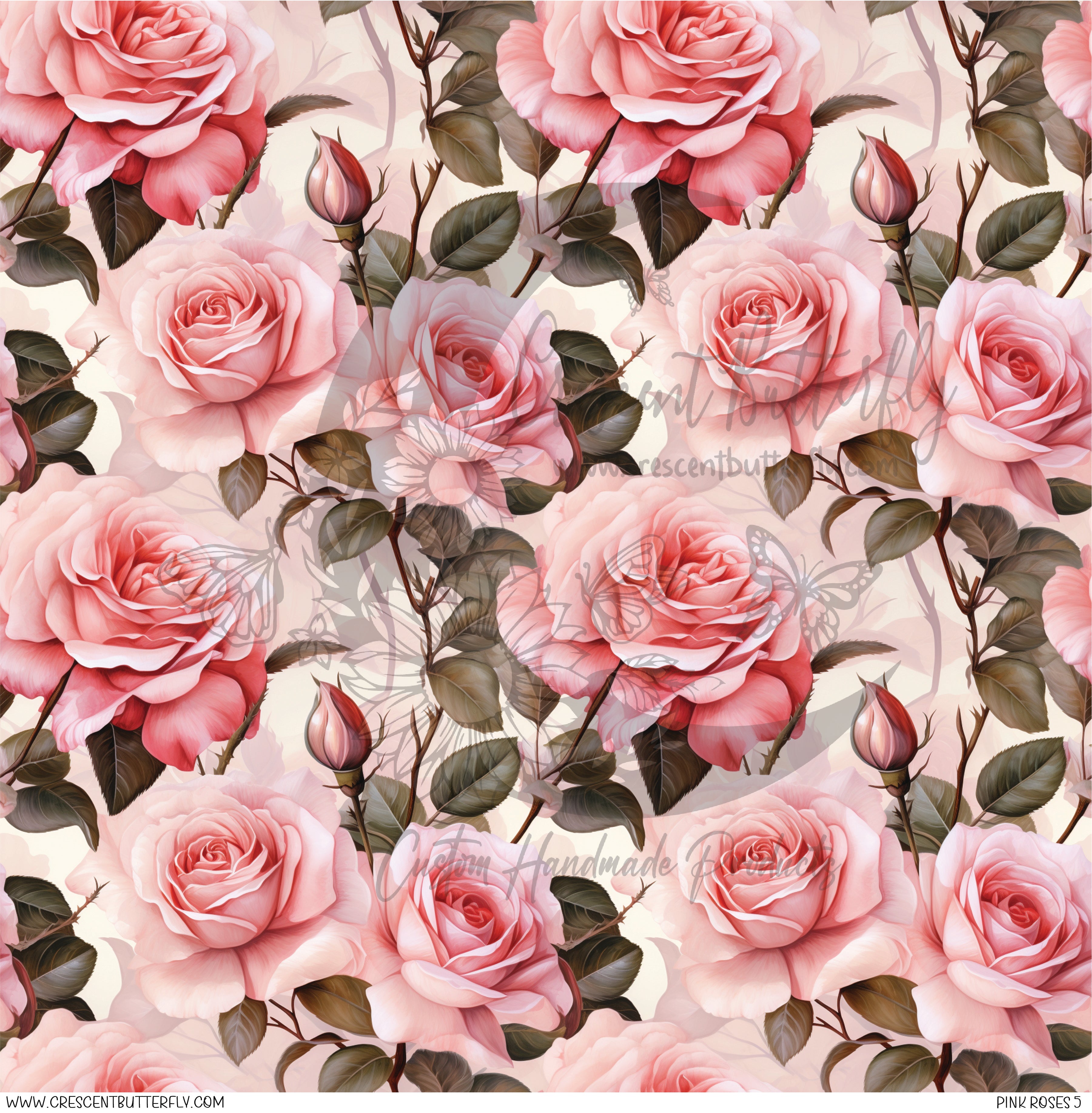 Pink Roses Covers Pink Roses 5 Printed Vinyl Sheet/Wrap – Crescent Butterfly Design Co.