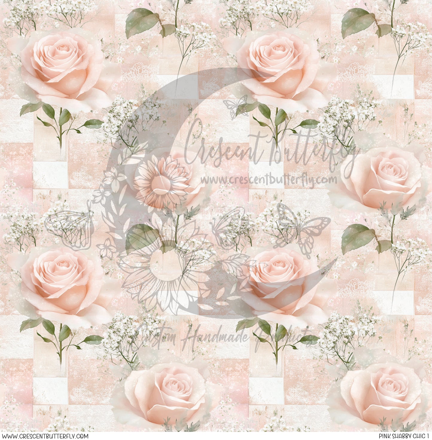 Pink Shabby Chic 1 Printed Vinyl Sheet/Wrap