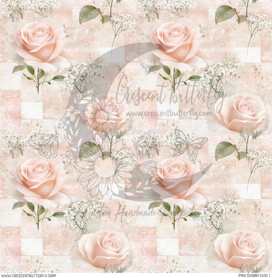 Pink Shabby Chic 1 Printed Vinyl Sheet/Wrap