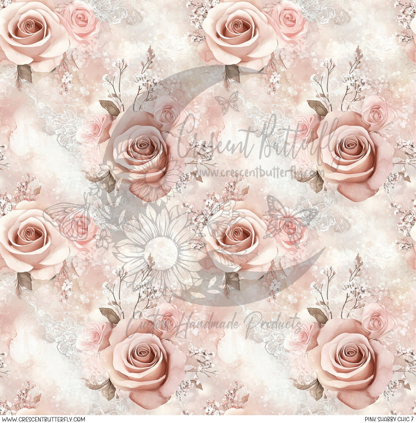 Pink Shabby Chic 10 Printed Vinyl Sheet/Wrap