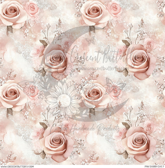 Pink Shabby Chic 10 Printed Vinyl Sheet/Wrap