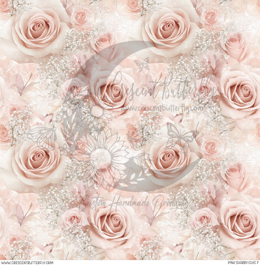 Pink Shabby Chic 7 Printed Vinyl Sheet/Wrap