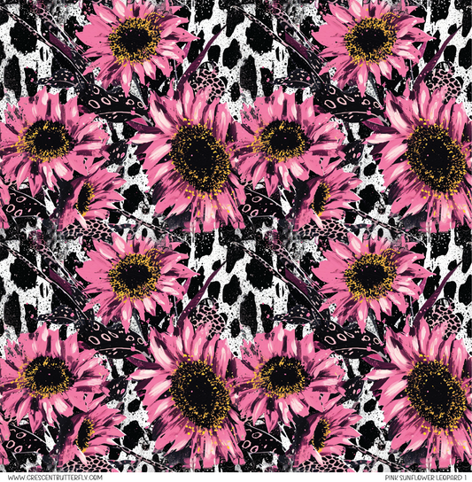 Pink Sunflower Leopard 1 Printed Vinyl Sheet/Wrap