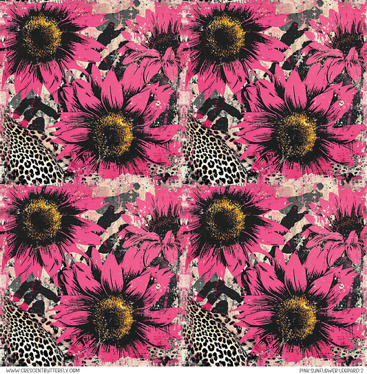 Pink Sunflower Leopard 2 Printed Vinyl Sheet/Wrap