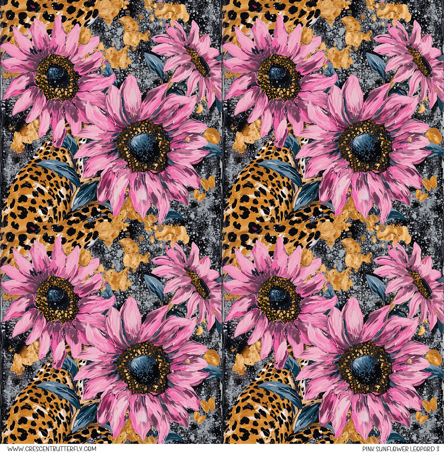 Pink Sunflower Leopard 3 Printed Vinyl Sheet/Wrap