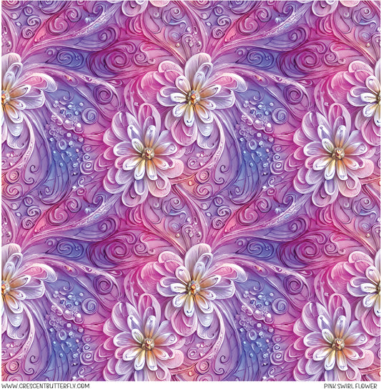 Pink Swirl Flower Printed Vinyl Sheet/Wrap