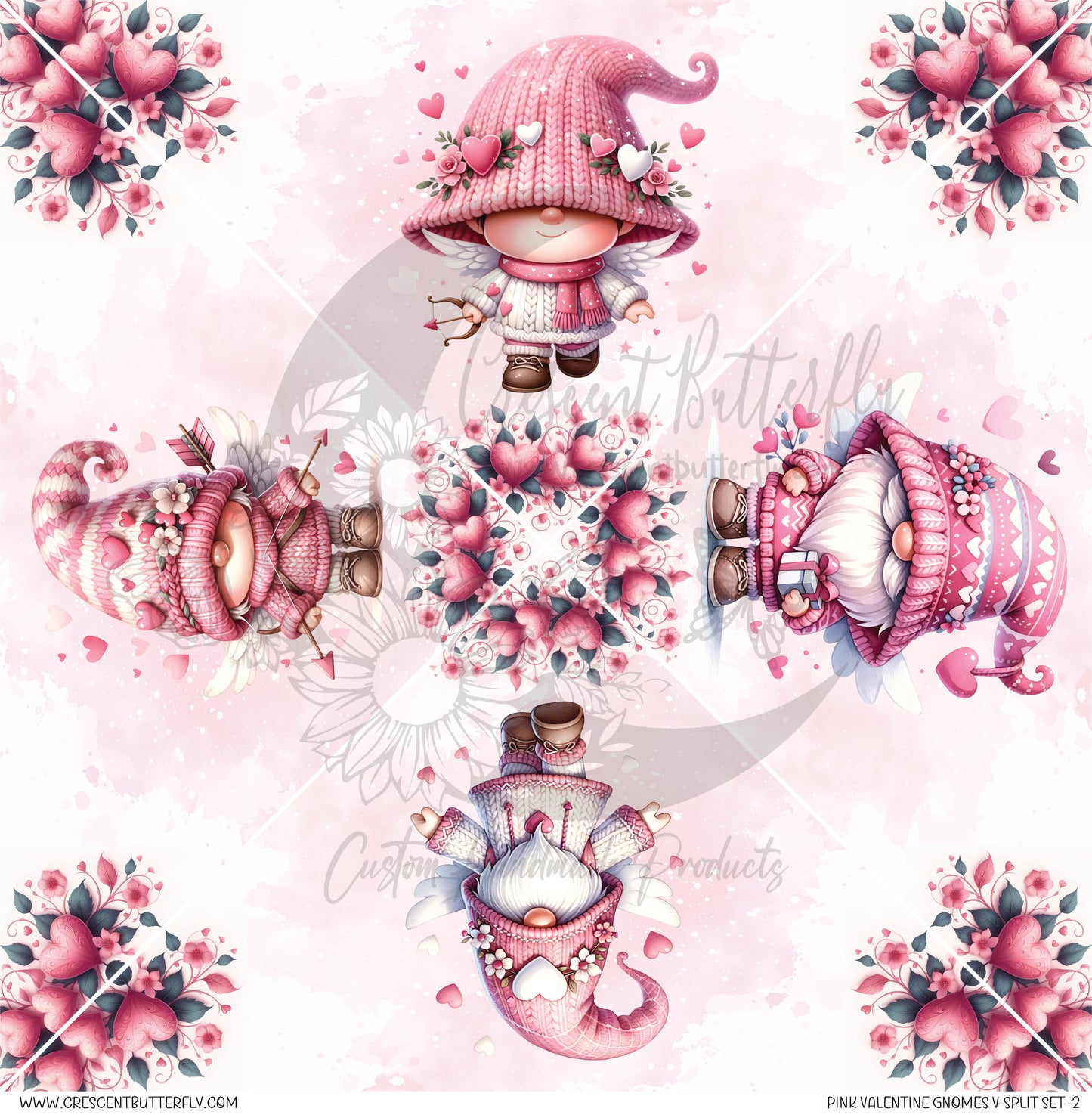 Pink Valentine Gnomes V-Split Set-2 Printed Vinyl Sheet/Wrap