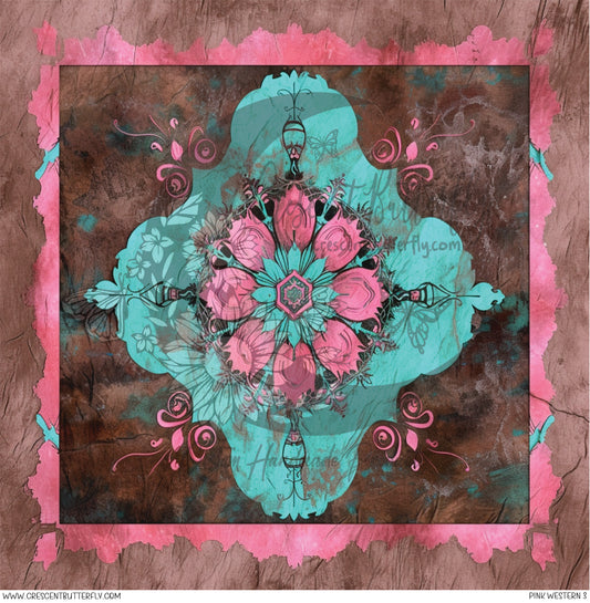 Pink Western 3 Printed Vinyl Sheet/Wrap