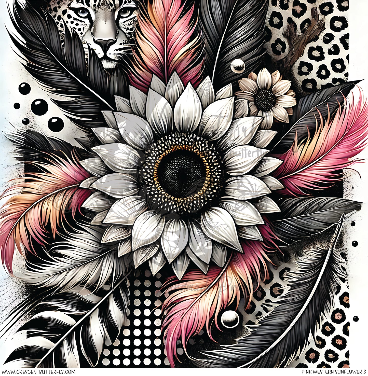 Pink Western Sunflower 3 Printed Vinyl Sheet/Wrap