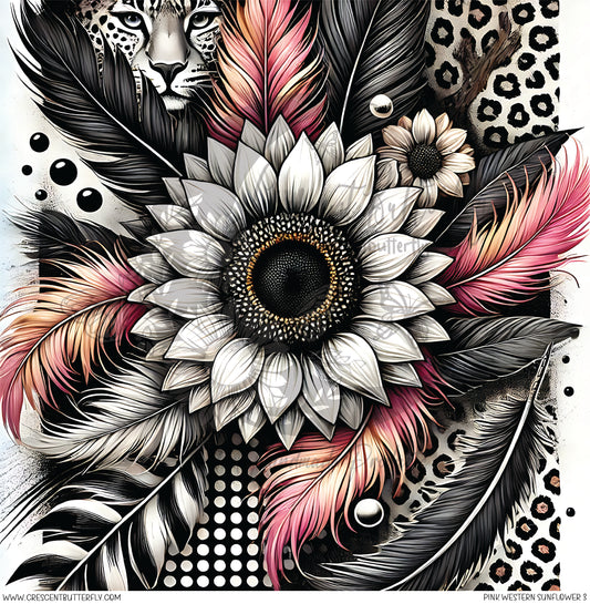 Pink Western Sunflower 3 Printed Vinyl Sheet/Wrap