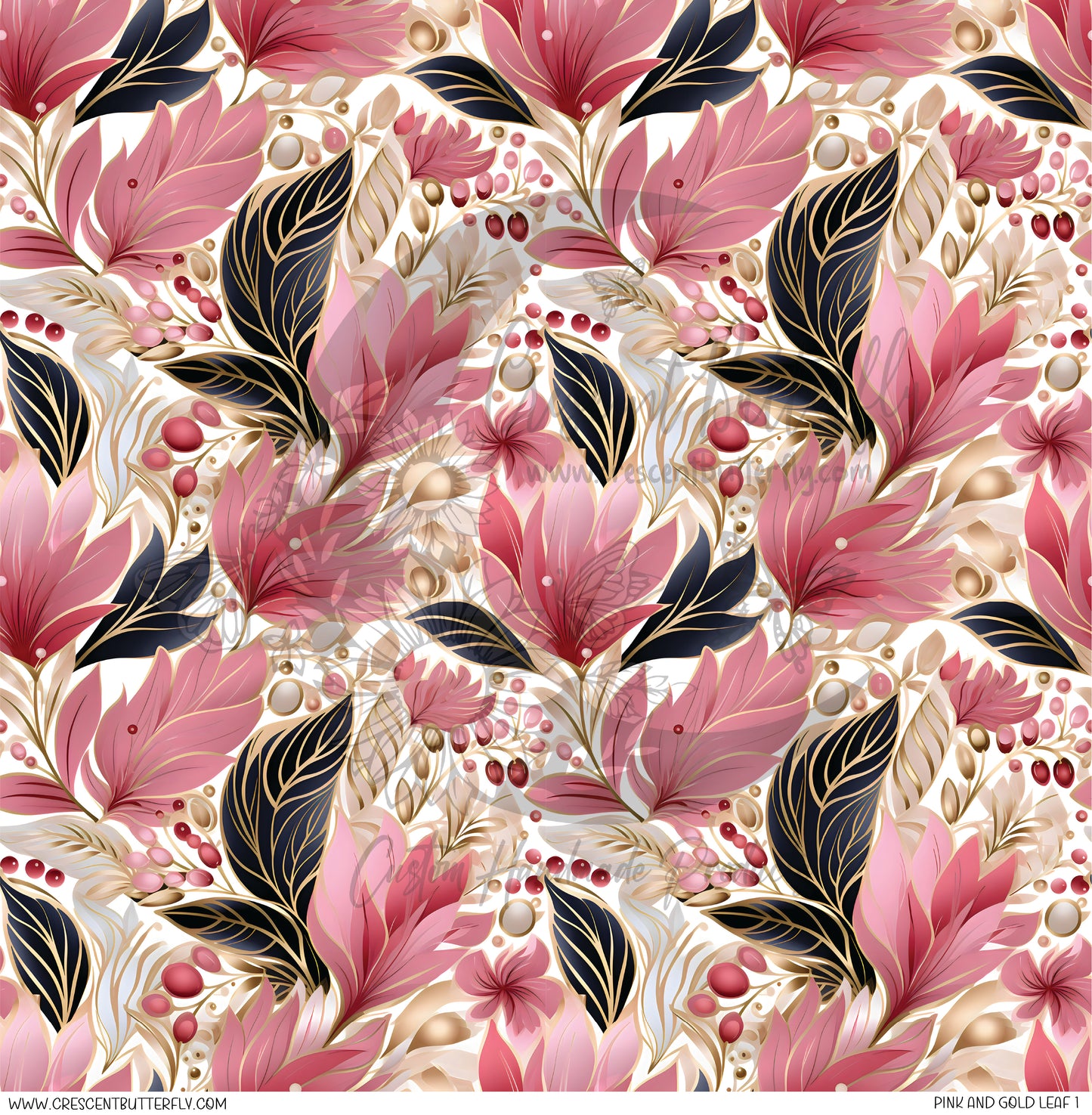 Pink and Gold Leaf 1 Printed Vinyl Sheet/Wrap