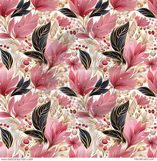 Pink and Gold Leaf 1 Printed Vinyl Sheet/Wrap