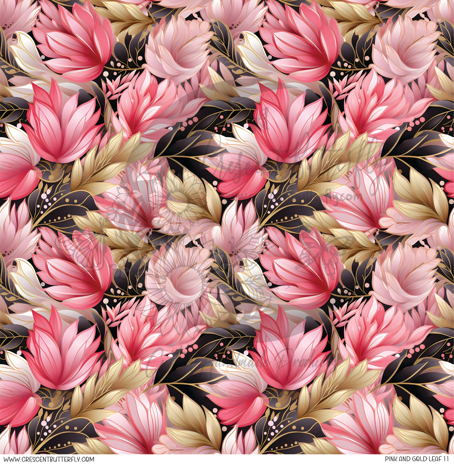 Pink and Gold Leaf 11 Printed Vinyl Sheet/Wrap