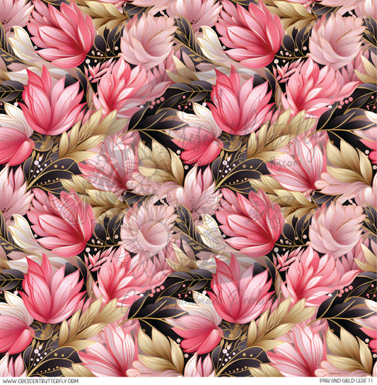 Pink and Gold Leaf 11 Printed Vinyl Sheet/Wrap