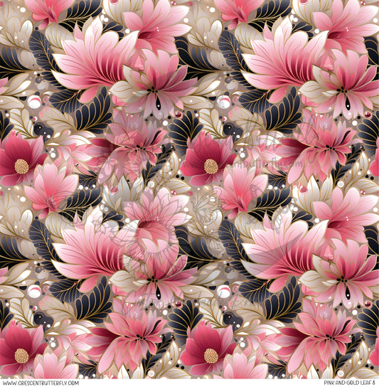 Pink and Gold Leaf 8 Printed Vinyl Sheet/Wrap