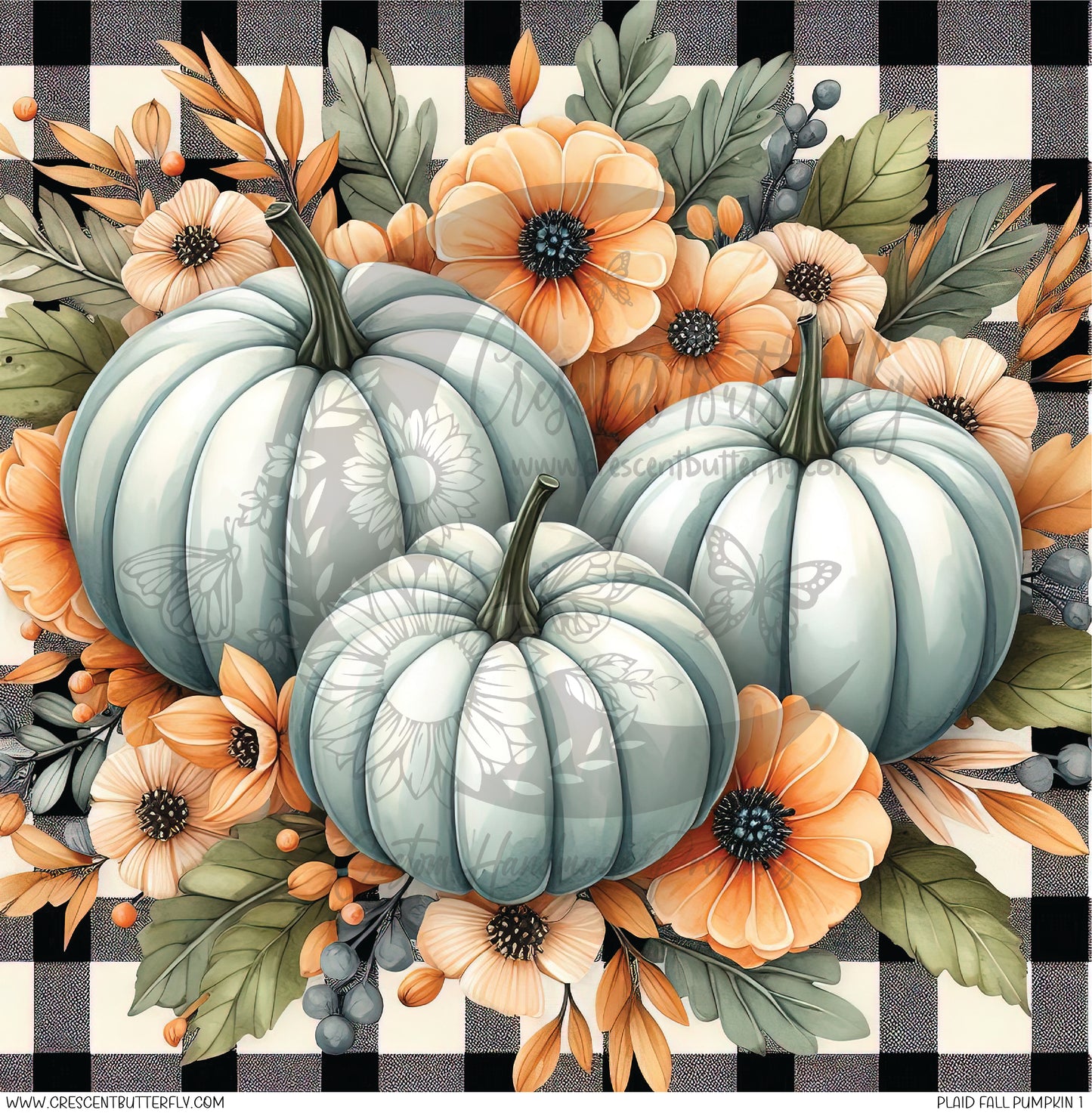 Plaid Fall Pumpkin 1 Printed Vinyl Sheet/Wrap