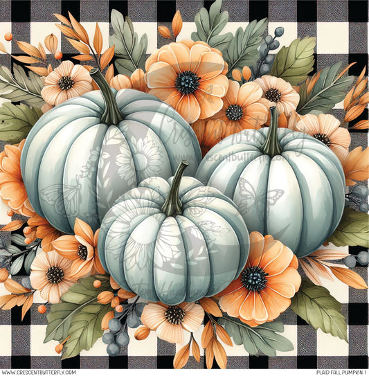 Plaid Fall Pumpkin 1 Printed Vinyl Sheet/Wrap