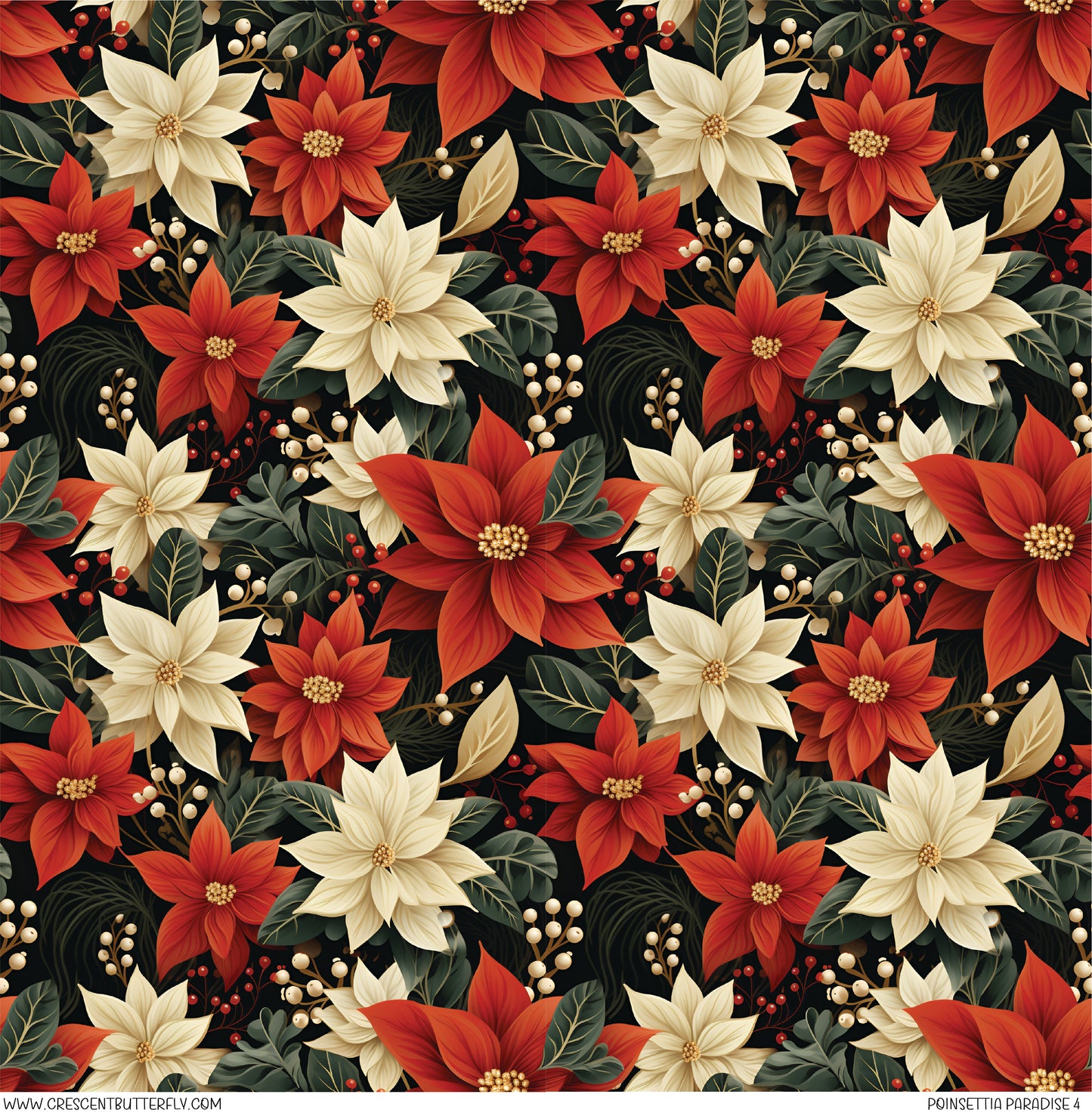 Poinsettia Paradise 4 Printed Vinyl Sheet/Wrap