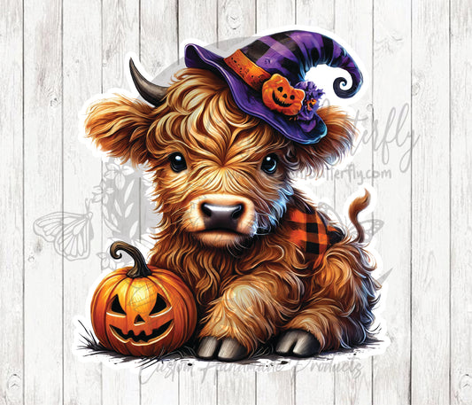 Pumpkin Highland Cow 14 Sticker / Decal