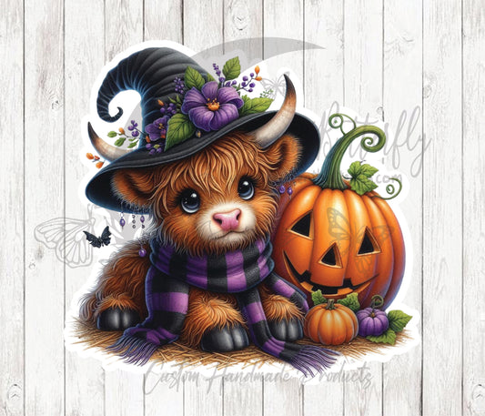 Pumpkin Highland Cow 3 Sticker / Decal