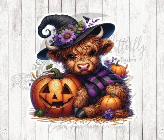 Pumpkin Highland Cow 5 Sticker / Decal