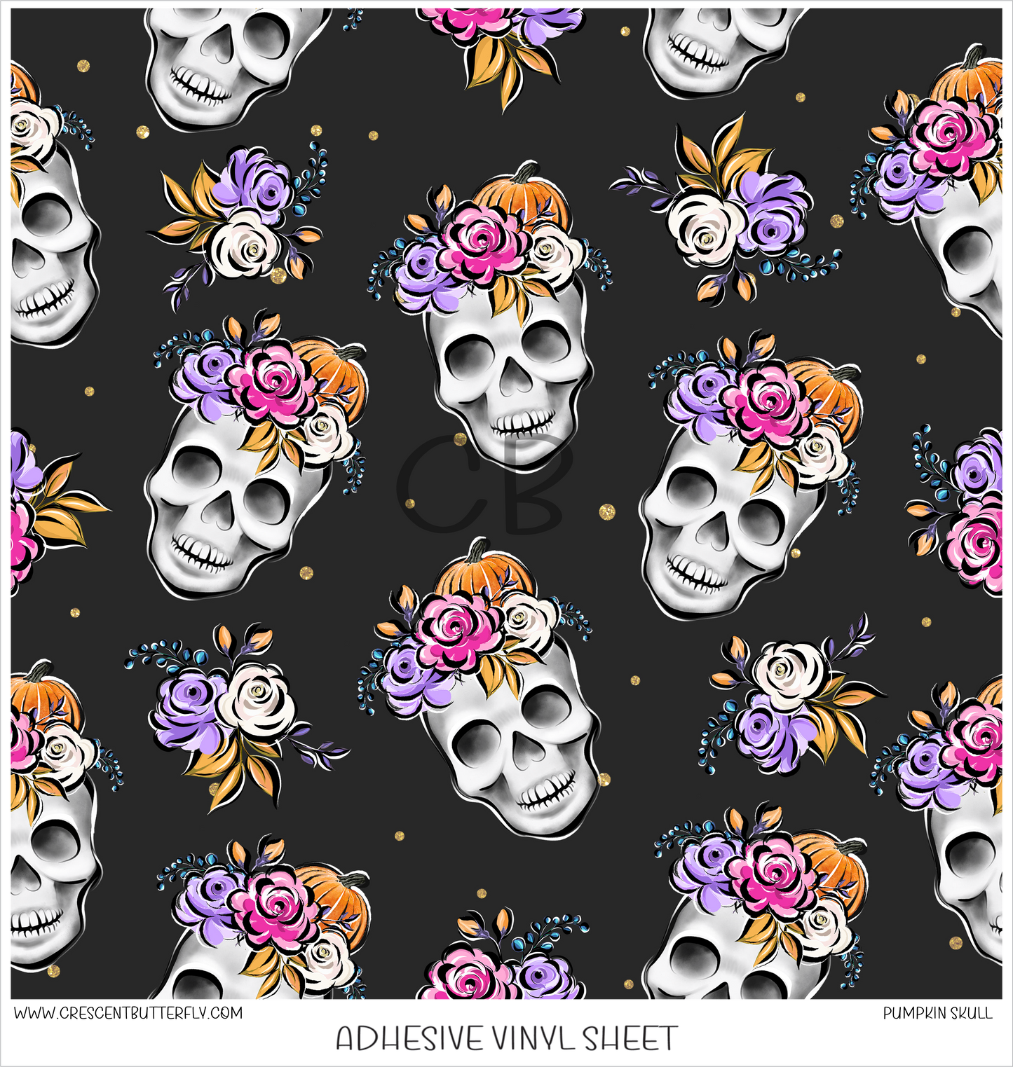 Pumpkin Skull Printed Vinyl Sheet/Wrap