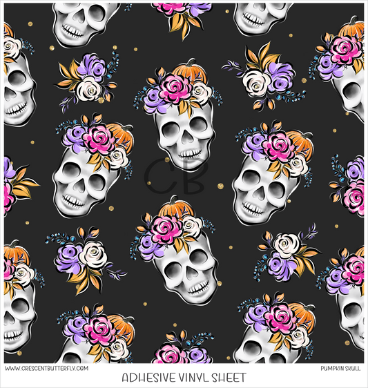 Pumpkin Skull Printed Vinyl Sheet/Wrap