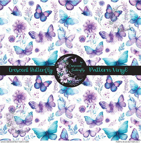 Purple Blue Butterflies 1 Printed Vinyl Sheet/Wrap