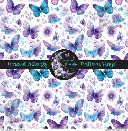 Purple Blue Butterflies 2 Printed Vinyl Sheet/Wrap