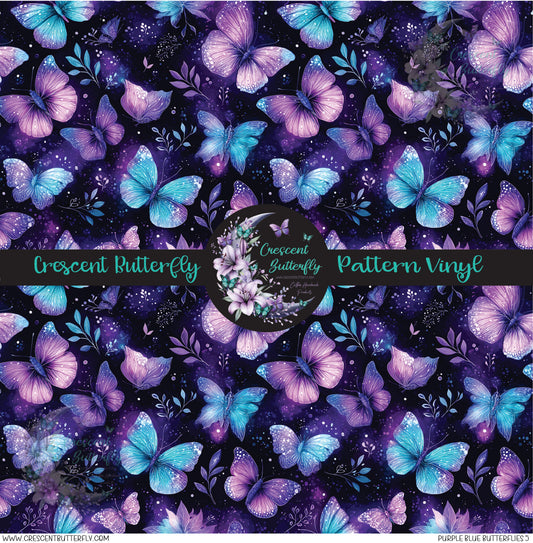 Purple Blue Butterflies 5 Printed Vinyl Sheet/Wrap