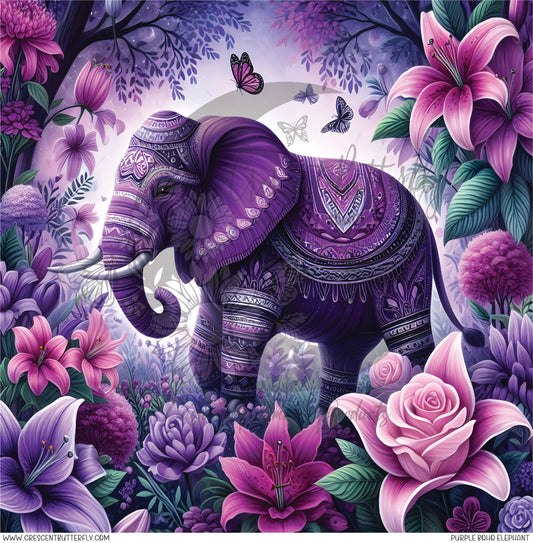 Purple Boho Elephant Printed Vinyl Sheet/Wrap
